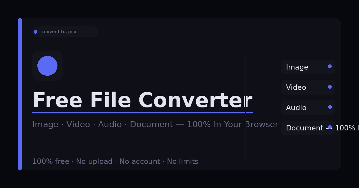 Free Online File Converter โ No Upload Required | Convertlo